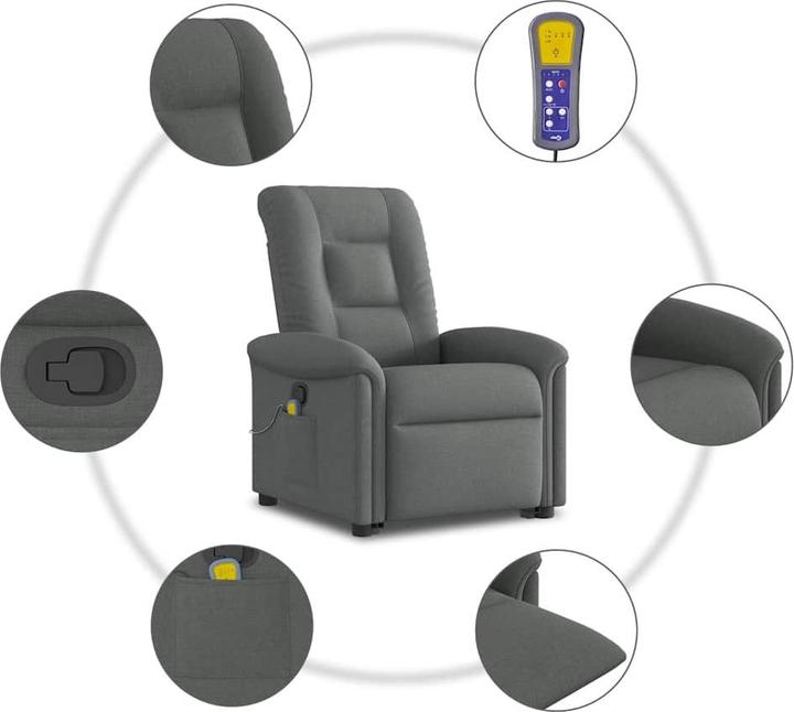 Image du produit VidaXL Fauteuil de massage releveur Gris foncé Tissu