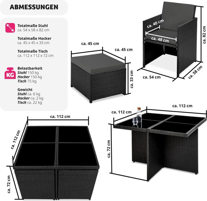Image du produit tectake Salon de jardin MANHATTAN (100 cm)