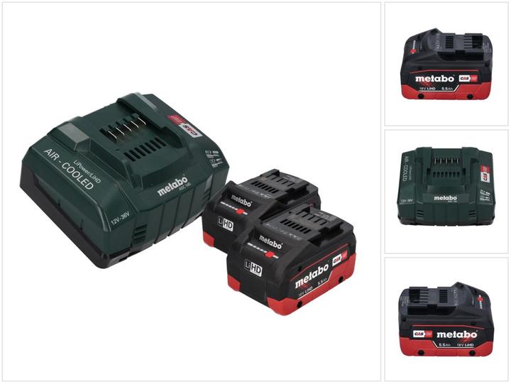 Produktbild Metabo Basis Set 2x LiHD Akkupack 18 V 5,5 Ah Li-Ion Akku CAS System ( 685122380 ) + ASC 145 Ladeger (18 V)