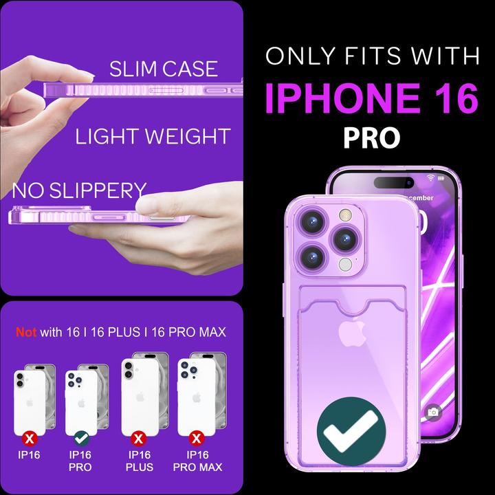 Actual product image Nalia Clear transparent neon silicone cover card holder (Apple iPhone 16 Pro)