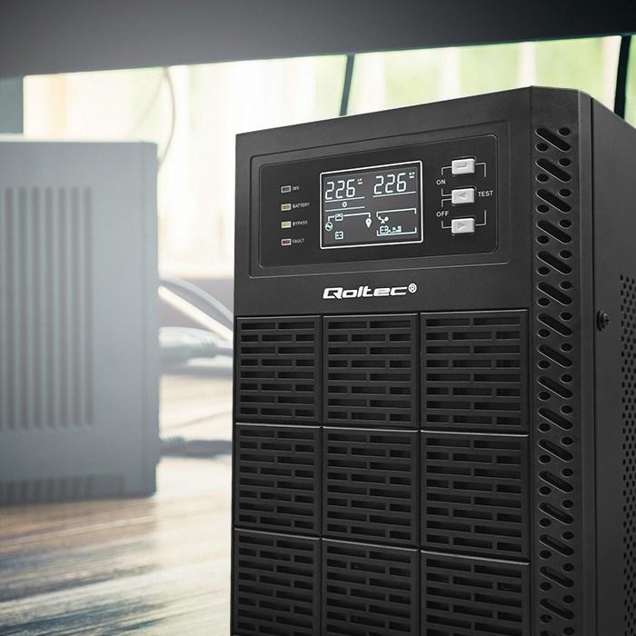 Produktbild Qoltec ZASILACZ AWARYJNY UPS 6KVA | 6000W | POWER FACTOR 1.0 | LCD | EPO | USB | ON-LINE (6000 VA, 6000 W, Online-Doppelwandler USV)