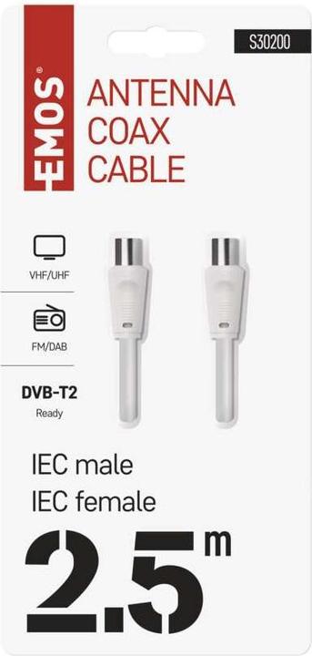 Actual product image Emos Antenna coaxial cable, shielded 2.5m - straight plug (Antenna cable)