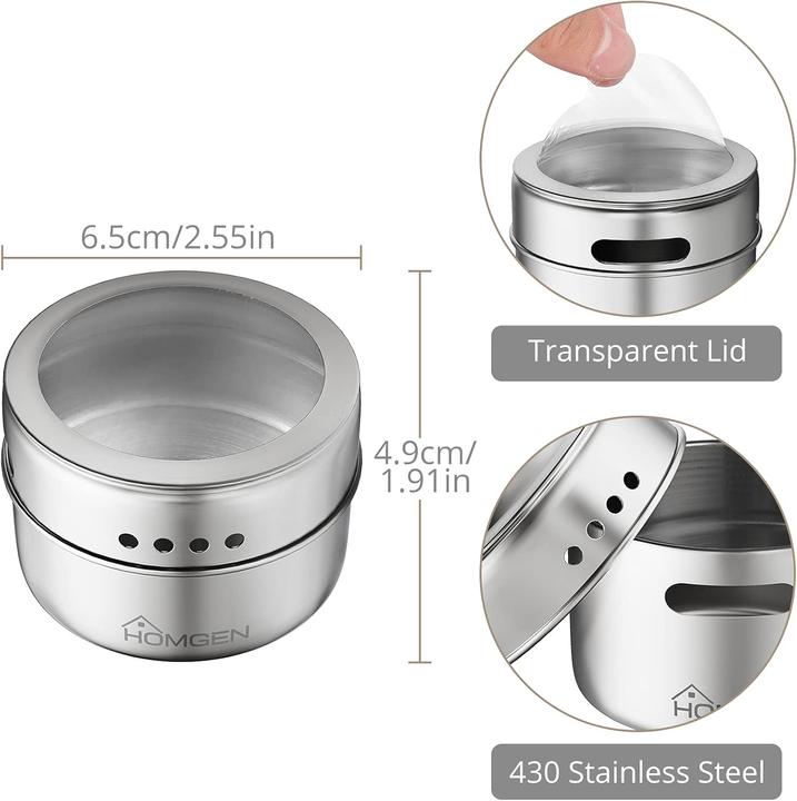 Immagine prodotto Homgen Set di barattoli per spezie (Varie spezie, Erbe aromatiche)