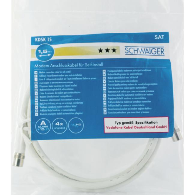 Produktbild Schwaiger KDSK15 042 Koaxialkabel 1,5 m F Weiss (10 dB, Antennenkabel)