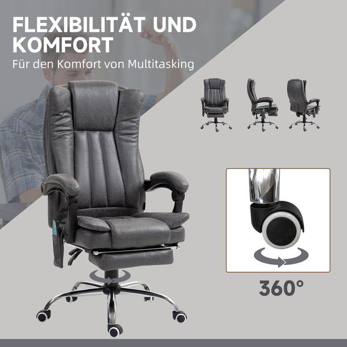 Immagine prodotto Swisshandel24 Sedia da ufficio con funzione massaggio e calore, ergonomica, 6 punti di massaggio, poggiapiedi