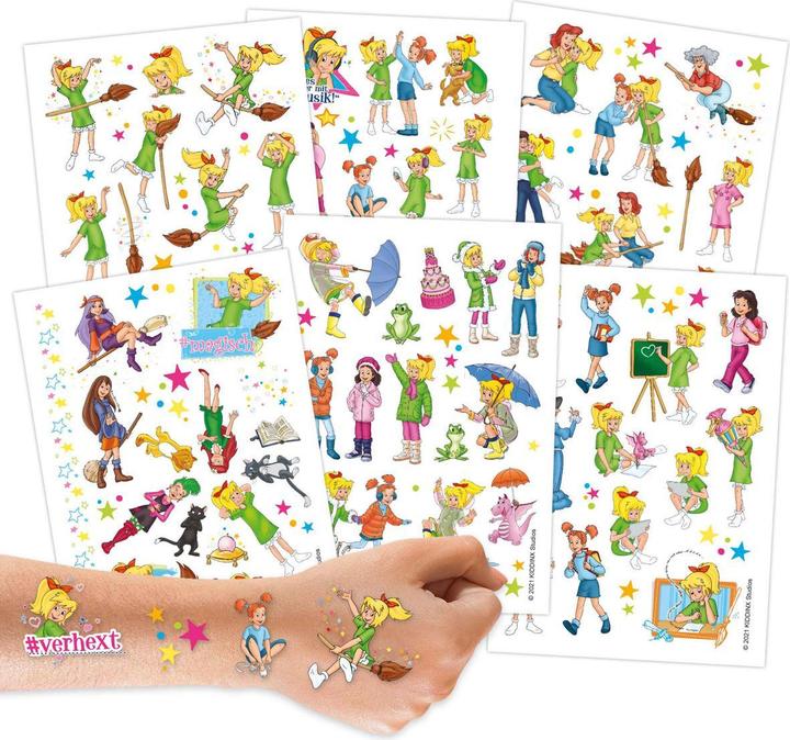 Papierdrachen Kindertattoo Set - Bibi Blocksberg (100 Stück auf 6 Bögen)