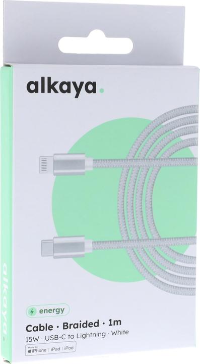 Produktbild Alkaya Speed Flex Datenkabel Geflochten 15W, 1m weiss (1 m, USB 3.2 Gen 1)