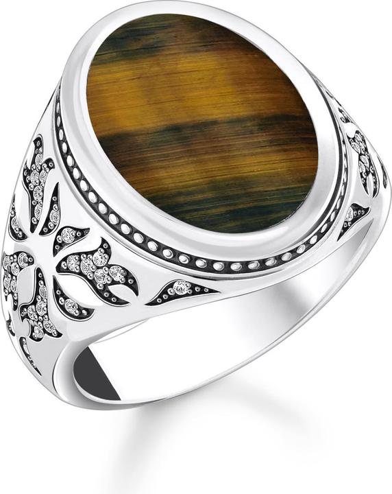 Produktbild Thomas Sabo Siegelring mit goldblauem Tigerauge Silber geschwärzt (62, 925 Silber)