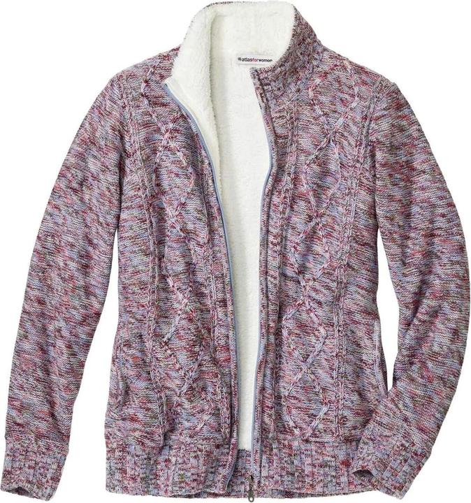 Atlas For Women Melierte Strickjacke mit Fleecefutter