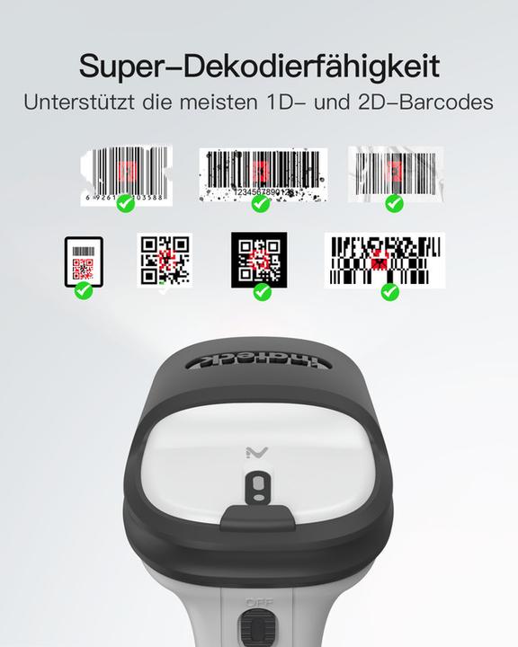 Actual product image Inateck Barcodescanner 72 gray (BCST-72 gray) (2D barcodes, 1D barcodes)