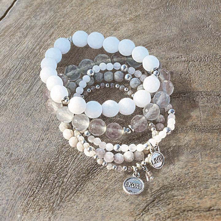Image du produit Loberon Bracelet Chaim blanc/gris (6 cm, Jade, Laiton)