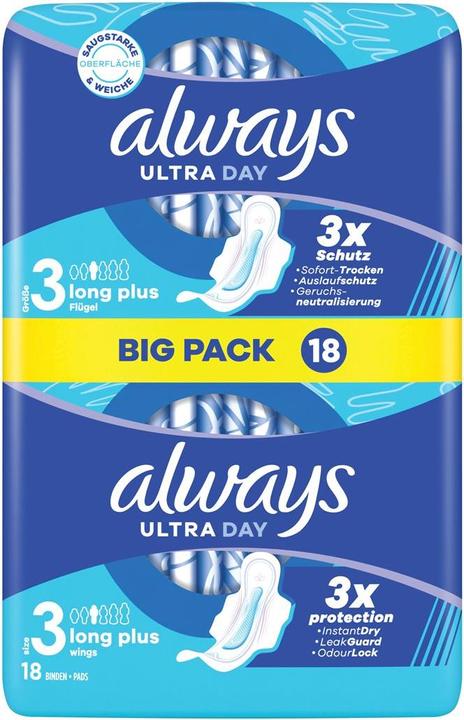 Produktbild Always Ultra Binde Long Plus mit Flügeln BigPack (18 x, Damenbinden)
