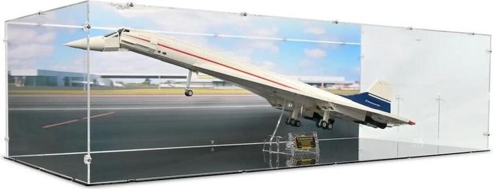 Image du produit iDisplayit Présentoir en acrylique pour LEGO® 10318 Concorde (avec support et image d'arrière-plan)