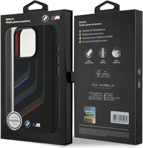 Productafbeelding BMW BMHMP16X23SLIK iPhone 16 Pro Max 6,9" czarny/zwart hardcase Siliconen Draailijnen MagSafe (Apple iPhone 16 Pro Max)