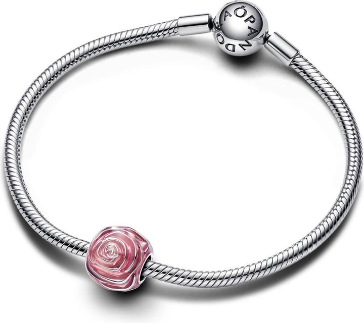 Actual product image Pandora Charm Pink blooming rose (Sterling silver, Enamel)