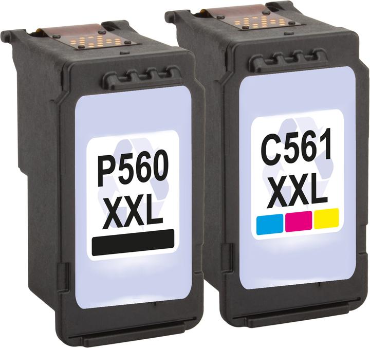Plutoos Canon PG-560 & CL-561 XL Patronen XXL kompatibel, 2er Set BK+CL (BK, Color)