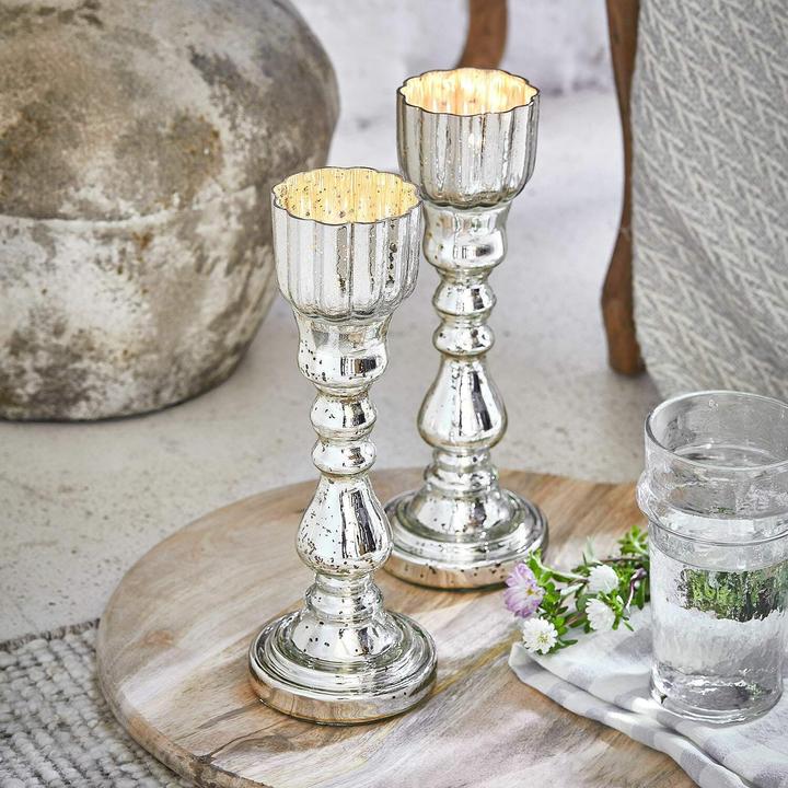 Actual product image Loberon Kerzenständer 2er Set Velanor antiksilber (10 cm, H)