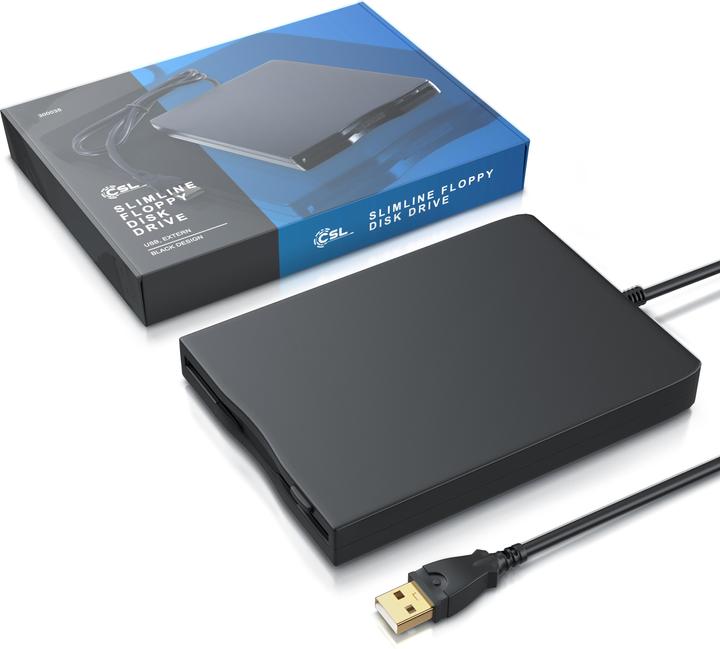 Actual product image CSL USB floppy drive external, USB floppy drive FDD 1,44MB (3,5) for PC & MAC, black (floppy disk drive)