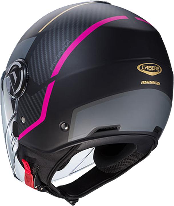 Image du produit Caberg Casque Jet Riviera V4x Geo / Noir / Fuchsia / Anthracite / Mat M (S)
