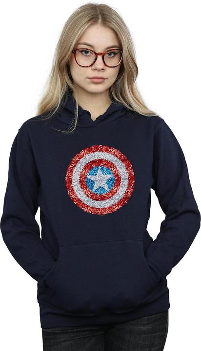 Immagine prodotto Captain America Pixelated Shield Felpa con Cappuccio Donna (XXL)