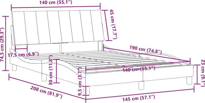 Actual product image VidaXL Bed frame with velvet headboard (160 x 200 cm)