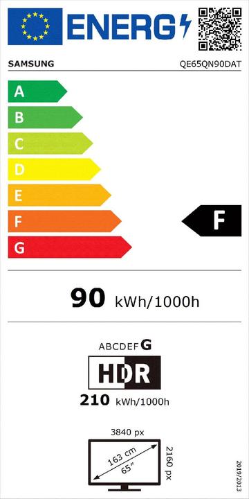 Label énergétique Samsung QE65QN90D (65", QN90D, QLED, NeoQLED, 4K, 2024)