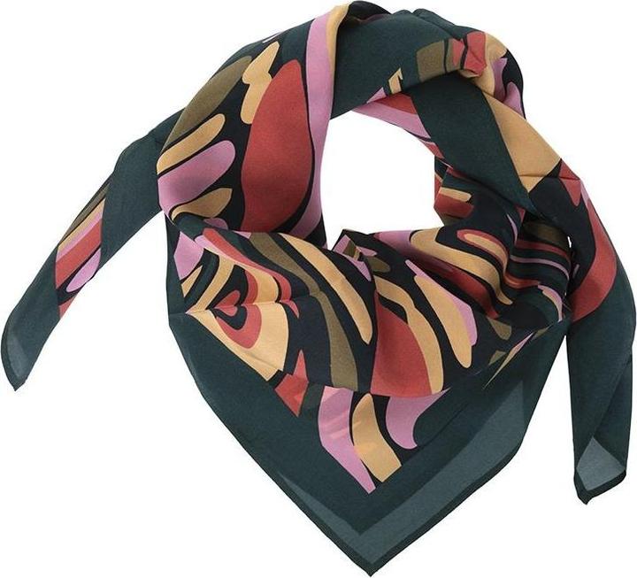 Actual product image Changemaker Seidenfoulard Fluid Confetti 100%Seide 90x90cm grün/olive/pin