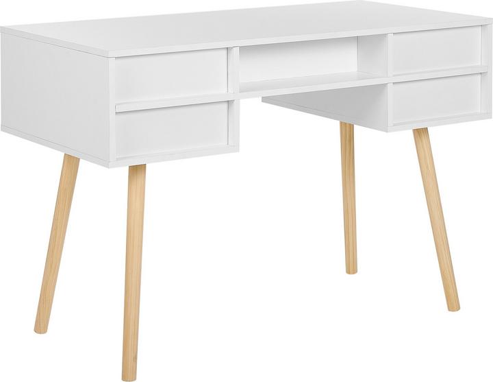 Actual product image Beliani Desk white 110 x 55 cm 4 drawers LEVIN (110 x 55 x 78 cm)