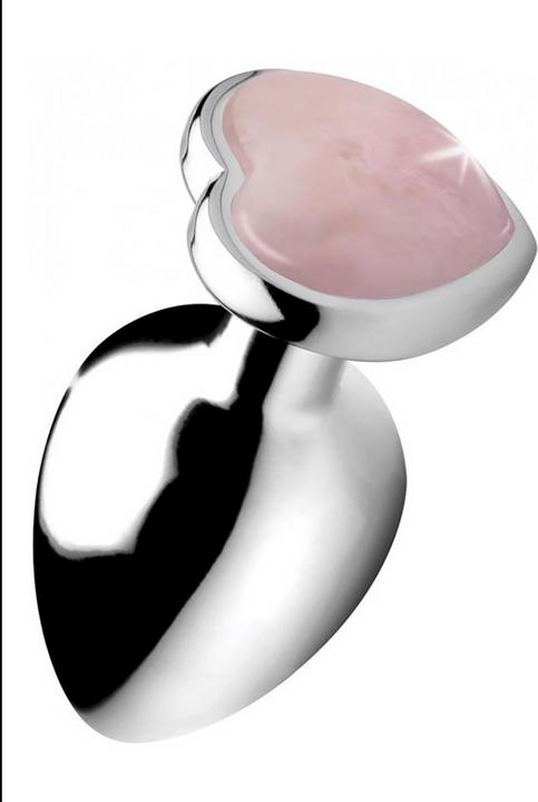 Actual product image XR Brands Gemstones Rose Quartz Heart Large Anal Plug