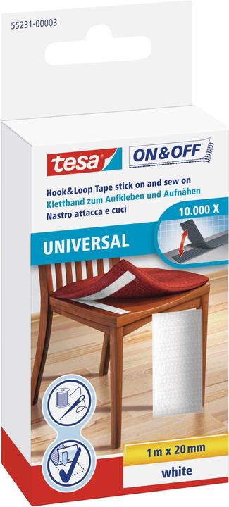 Actual product image tesa ON&OFF Velcro tape for sticking on & sewing on 20mmx100cm 6pcs (20 mm)