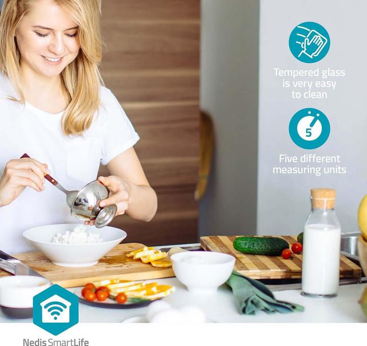 Actual product image Nedis SmartLife kitchen scales Bluetooth® | glass / plastic | white