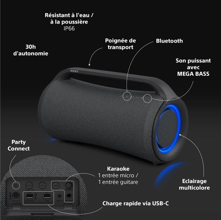 Image du produit Sony SRS-XG500 (30 h, Fonctionnement sur batterie)