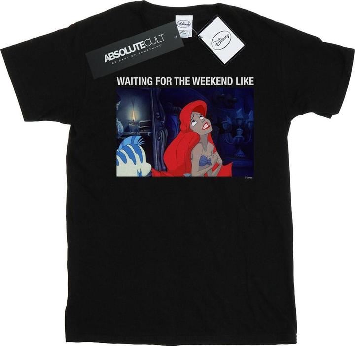 Actual product image Disney Womens/Ladies The Little Mermaid Waiting For The Weekend Cotton Boyfriend T-Shirt (L)