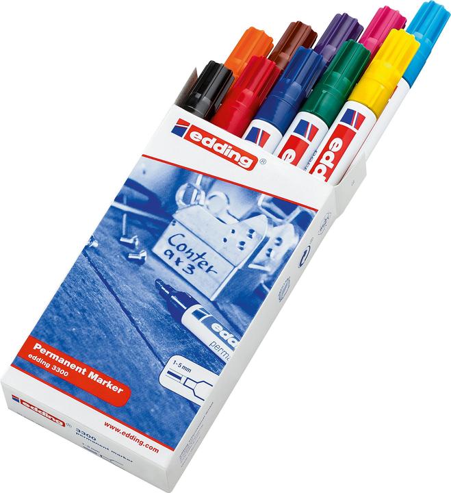 Actual product image Edding Permanent Marker 3300 (Sorted, 1 mm, 10 x)
