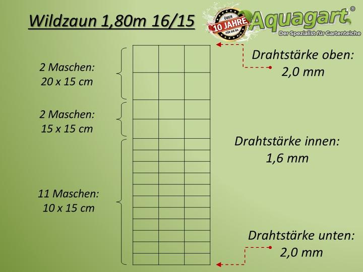 Immagine prodotto Aquagart 450m Wildzaun Forstzaun Weidezaun Drahtzaun Knotengeflecht 180/16/15