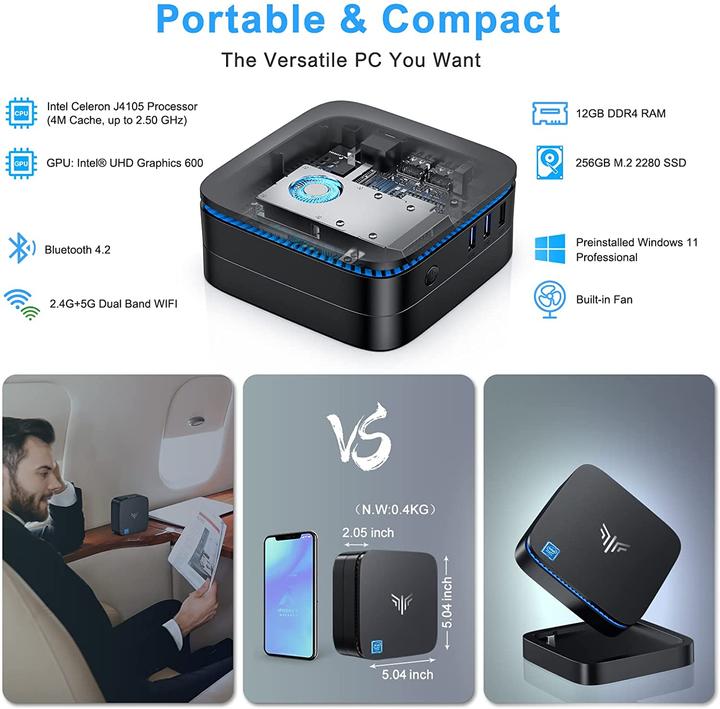 Actual product image NiPoGi Mini PC (Celeron J4105, 12+256GB)