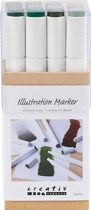 Creativ Company Kalligraphiemarker 1+ 8 mm, 12 Stück, Naturfarben (Multicoloured, Dark green, 8 mm, 12 x)