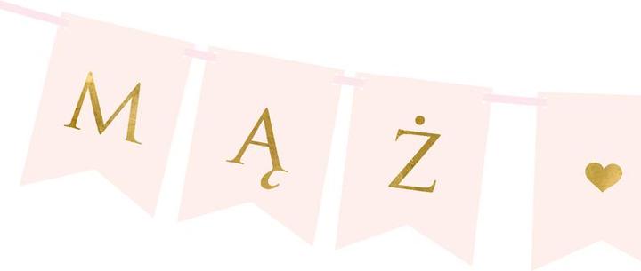 Image du produit Partydeco Bannière Mąż Żona, light pink, 15 x 110 cm (1 pkt / 1 pc.)