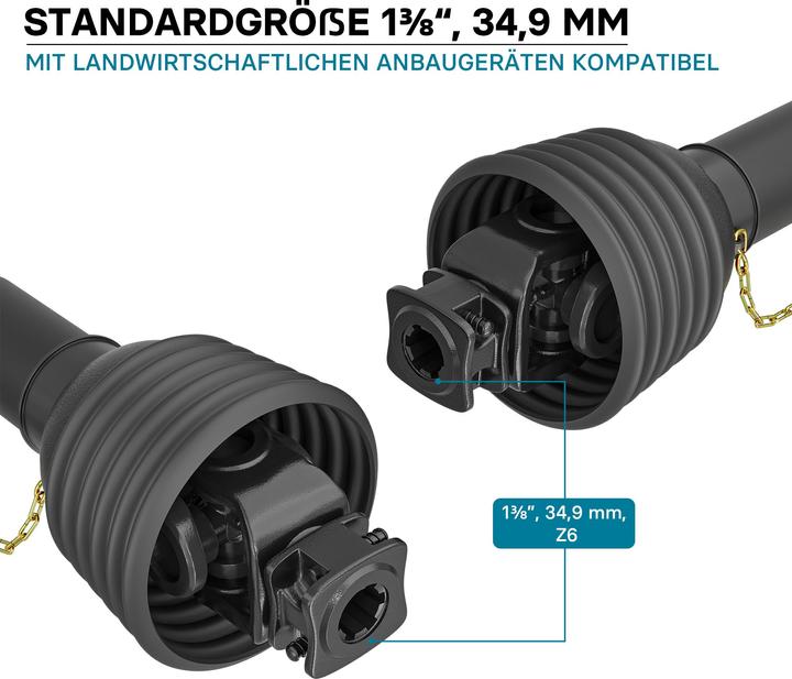 Immagine prodotto Wiltec Trasmissione Arbre T8 Cardan 850-1105mm 1240Nm 540 tr/min 110kW (150CV) 2x 1 3/8" 6 Ammaccature (Accessori per trattori)