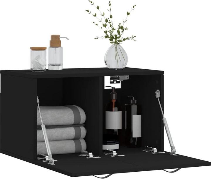 Produktbild VidaXL Wandschrank Schwarz 60x36,5x35 cm Holzwerkstoff, Farbe (60 x 36,5 x 35 cm)