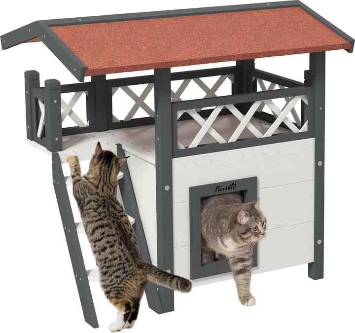 Actual product image PawHut Cat house with stairs and roof (Cat)