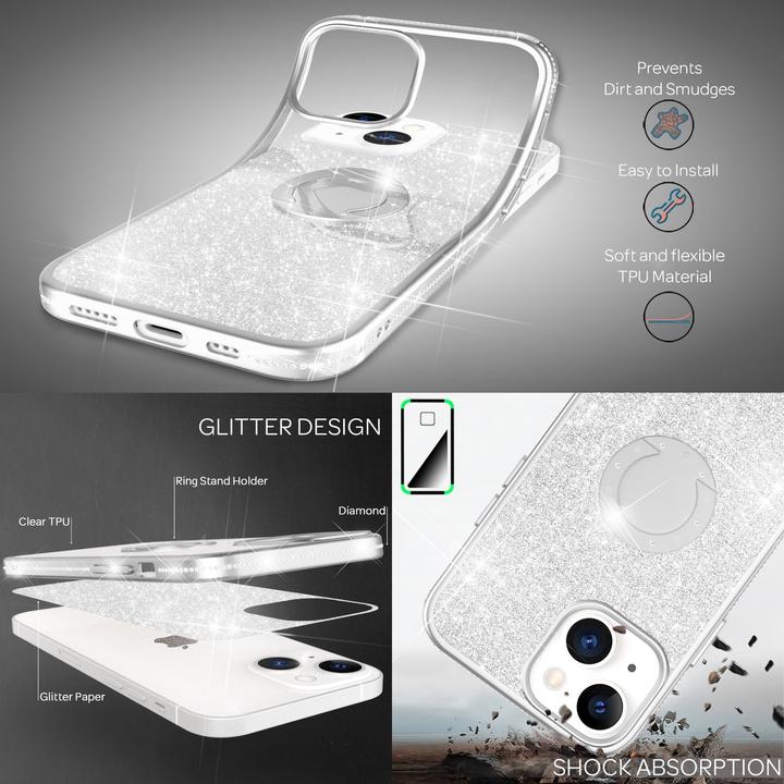 Produktbild Nalia Ring Glitzer Silikon Hülle (Apple iPhone 13)