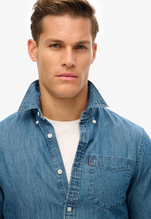 Produktbild Superdry ESSENTIALS L/S DENIM SHIRT Heren Overhemd (L)