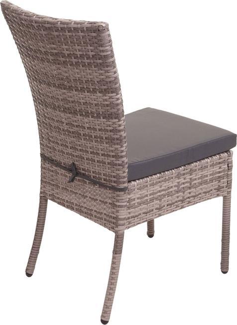 Actual product image Swisshandel24 Poly-Rattan Set, Seating Group Balcony/Lounge Set, 4xChairs+Table, 120x75cm - grey, Cushions dark (120 cm)