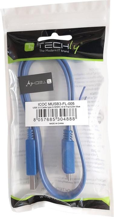 Image du produit Techly Câble plat USB3.0 fiche type A fiche micro B bl (1 m, USB 3.2)