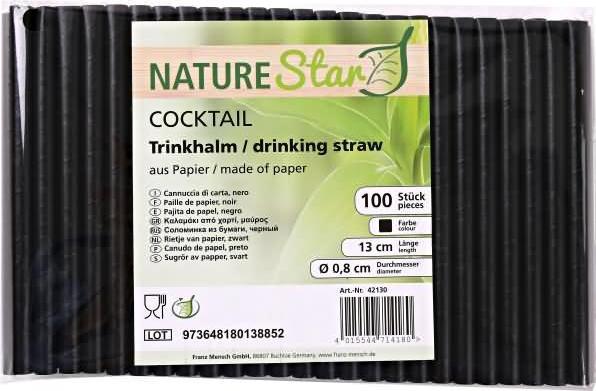 Produktbild Nature Star Papier-Trinkhalm "Cocktail", 130 mm, schwarz (100 x)