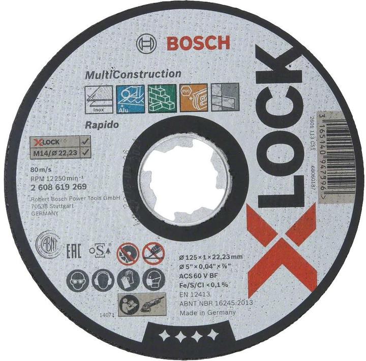 Bosch Professional Zubehör Disco da taglio PRO Multi Material X-Lock, 125 x 1 x 22,23 mm