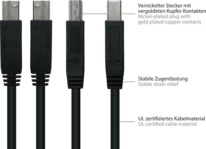 Actual product image Good Connections Kabelmeister USB 3.0 to USB-B CU 5m black (5 m, USB 3.2 Gen 1)