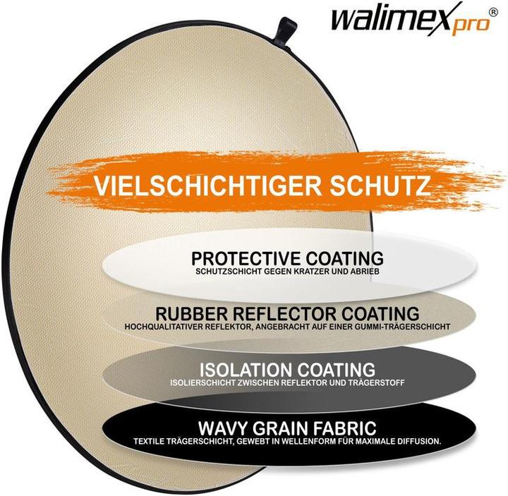 Image du produit Walimex Réflecteur pliable 5en1, ensemble ondulé, Ø107cm (Réflecteur rabattable, 107 cm)