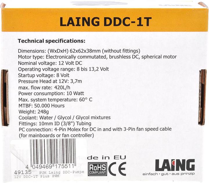 Actual product image Laing DDC pump 12V DDC-1T Plus